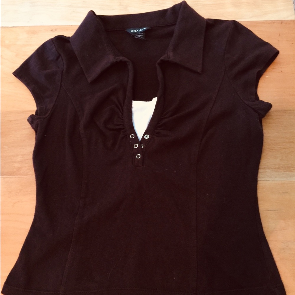 Brown top with white tank detail